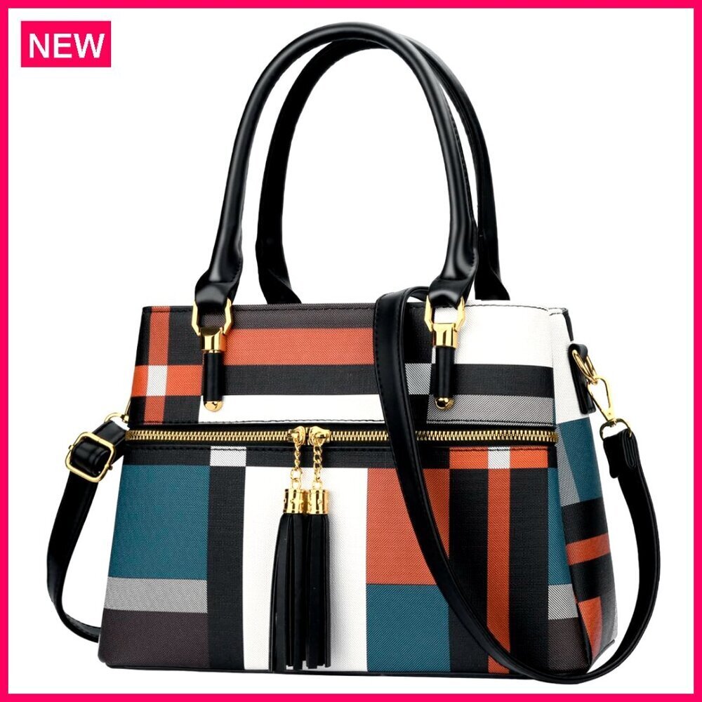 Medium PU Leather Satchel Crossbody Bag with Multiple Pockets